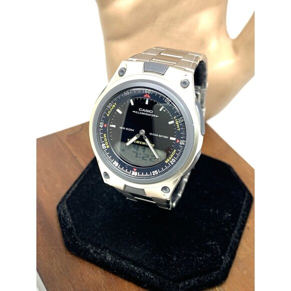 Casio Mens Watch AW80D Illuminator Quartz Black Analog Digital Silver Steel 2747 - Picture 15 of 16